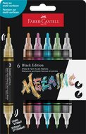 Dekormarker készlet, 1,0/3,0 mm, kétvégű, akril, FABER-CASTELL "Shake&Paint", 6 különböző metál szín, (6 db)
