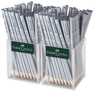 Grafitceruza display, HB, háromszögletű, FABER-CASTELL "Grip 2001", ezüst, (144 db)