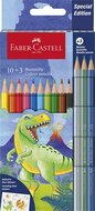Színes ceruza készlet, hatszögletű, FABER-CASTELL"Dinoszaurusz" 10+3 különböző szín, (13 db)