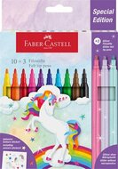 Filctoll készlet, FABER-CASTELL "Unikornis" 10 különböző szín + 3 csillámos, (13 db)