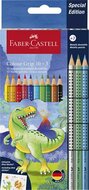 Színes ceruza készlet, háromszögletű, FABER-CASTELL "Grip Dinoszaurusz" 10+3 különböző szín, (13 db)