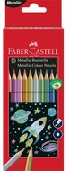 Színes ceruza készlet, hatszögletű, FABER-CASTELL, 10 különböző metál szín, (10 db)