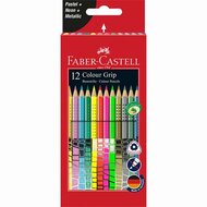 Színes ceruza készlet, háromszögletű, FABER-CASTELL "Colour Grip", 12 különböző szín, (12 db)