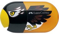 Hegyező és radír, kétlyukú, tartályos, FABER-CASTELL, sas minta