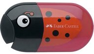 Hegyező és radír, kétlyukú, tartályos, FABER-CASTELL, katicabogár minta
