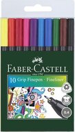 Tűfilc készlet, 0,4 mm, FABER-CASTELL "Grip", 10 különböző szín, (10 db)