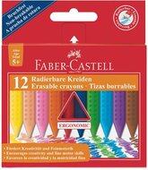 Zsírkréta, háromszögletű, FABER-CASTELL "Grip", 12 különböző szín, (12 db)
