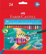 Akvarell ceruza készlet, hatszögletű, ecsettel, FABER-CASTELL, 24 különböző szín, (25 db)