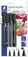 Alkoholos marker készlet, vegyes, STAEDTLER "Lumocolor® 60" 4 különböző vonalvastagság, fekete, (4 db)