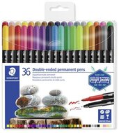 Alkoholos marker készlet, 0,5/3,0 mm, kétvégű, STAEDTLER "3187", 36 különböző szín, (36 db)
