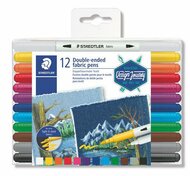Textilfilc, kétvégű, STAEDTLER® "3190", 12 különböző szín, (12 db)