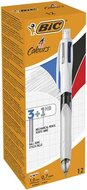 Golyóstoll, háromszínű, nyomósirónnal egyben, BIC "4 Colours"