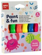 Tempera készlet, ecsetvégű tubusban, APLI Kids "Paint&Fun", 6 különböző neon szín, (6 db)