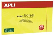 Öntapadó jegyzettömb, 125x75 mm, 100 lap, APLI "Funny", sárga, (100 lap)