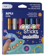 Tempera kréta készlet, APLI Kids "Color Sticks Metallic", 6 különböző metál szín, (6 db)