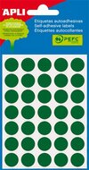 Etikett, 13 mm kör, kézzel írható, színes, APLI, zöld 175 etikett/csomag, (5 lap)