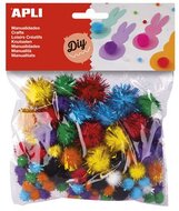Pom-pom, csillogó, APLI "Creative", vegyes színek, (78 db)