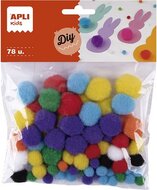 Pom-pom, APLI "Creative", vegyes színek, (78 db)
