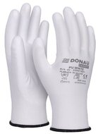 Szerelőkesztyű, PU, DONAU "Safety", 10/XL méret, fehér, (12 pár)
