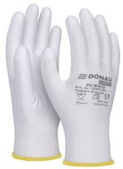 Szerelőkesztyű, PU, DONAU "Safety", 8/M méret, fehér, (12 pár)