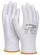 Szerelőkesztyű, PU, DONAU "Safety", 7/S méret, fehér, (12 pár)
