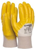Szerelőkesztyű, nitril, DONAU "Safety 02", 8/M méret, sárga, (12 pár)