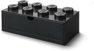 Tárolódoboz íróasztalra, fiókos, LEGO "Brick 4x2", fekete