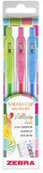 Zseléstoll készlet, 0,33 mm, nyomógombos, ZEBRA "Sarasa Clip Lollipop", 3 különböző szín, (3 db)