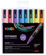 Dekormarker készlet, 0,9-1,3 mm, UNI "Posca PC-3ML", 8 különböző csillogó szín, (8 db)