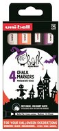 Uni Chalk NI PWE-5M Halloween 4db-os folyékony krétafilc készlet (fehér, fekete, fl narancs, lila)