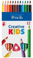 Színes ceruza készlet, háromszögletű, vastag, ICO "Creative kids", 12 különböző szín, (12 db)