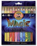 Színes varázsceruza készlet, háromszögletű, KOH-I-NOOR "Magic 3408", 12+1 különböző szín, (13 db)