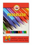 Színes ceruza készlet, henger alakú, famentes, KOH-I-NOOR "Progresso 8758/24", 24 különböző szín, (24 db)