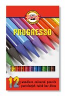 Színes ceruza készlet, henger alakú, famentes, KOH-I-NOOR "Progresso 8756/12", 12 különböző szín, (12 db)