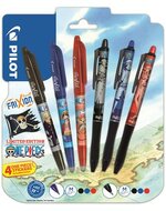 Rollertoll készlet, 0,35 mm, nyomógombos, PILOT "Frixion Ball"/"Frixion Ball Plus", 3különböző szín+One Piece matrica, (6 db)