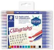 Kalligrafikus marker készlet, 2,0/3,5 mm, kétvégű, STAEDTLER "3005", 12 szín, (12 db)