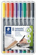 Alkoholos marker készlet, OHP, 0,6 mm, STAEDTLER "Lumocolor® 318 F", 8 különböző szín, (8 db)