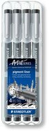 Tusfilc készlet, STAEDTLER "Pigment Liner 308", fekete, (4 db)
