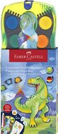 Vízfesték, 12 darabos, összeilleszthető, FABER-CASTELL "Dinoszaurusz"+1 tubus fehér tempera + dinoszaurusz matrica, (13 db)