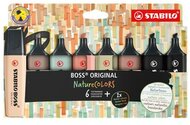Szövegkiemelő készlet, 2-5 mm, STABILO "BOSS original NatureCOLORS", 6 különböző szín + 2 fekete, (8 db)