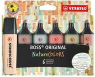 Szövegkiemelő készlet, 2-5 mm, STABILO "BOSS original NatureCOLORS", 6 különböző szín, (6 db)