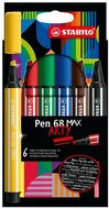 Filctoll készlet, 1-5 mm, vágott hegy, STABILO "Pen 68 MAX", 6 különböző szín, (6 db)