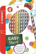 Színes ceruza készlet, háromszögletű, jobbkezes, STABILO "EasyColours", 12 különböző szín, (12 db)