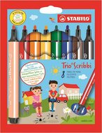 Filctoll készlet, 1,5-2 mm, rugós hegy, STABILO "Trio Scribbi", 8 különböző szín, (8 db)
