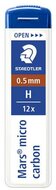 Grafitbél, H, 0,5 mm, STAEDTLER "Mars Micro Carbon 250", (12 szál)