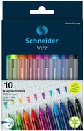 Golyóstoll készlet, 0,5 mm, kupakos, SCHNEIDER "Vizz", vegyes színek, (10 db)
