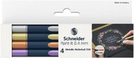 Metálfényű rollertoll készlet, 0,4 mm, SCHNEIDER "Paint-It 050" 4 különböző szín, (4 db)