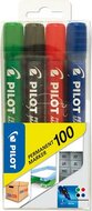 Alkoholos marker, 1 mm, kúpos, PILOT "Permanent Marker 100", 4 szín, (4 db)
