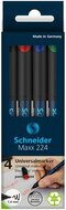 Alkoholos marker készlet, OHP, 1 mm, SCHNEIDER "Maxx 224 M", 4 különböző szín, (4 db)