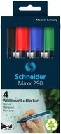 Tábla- és flipchart marker készlet, 2-3 mm, kúpos, SCHNEIDER "Maxx 290", 4 különböző szín, (4 db)